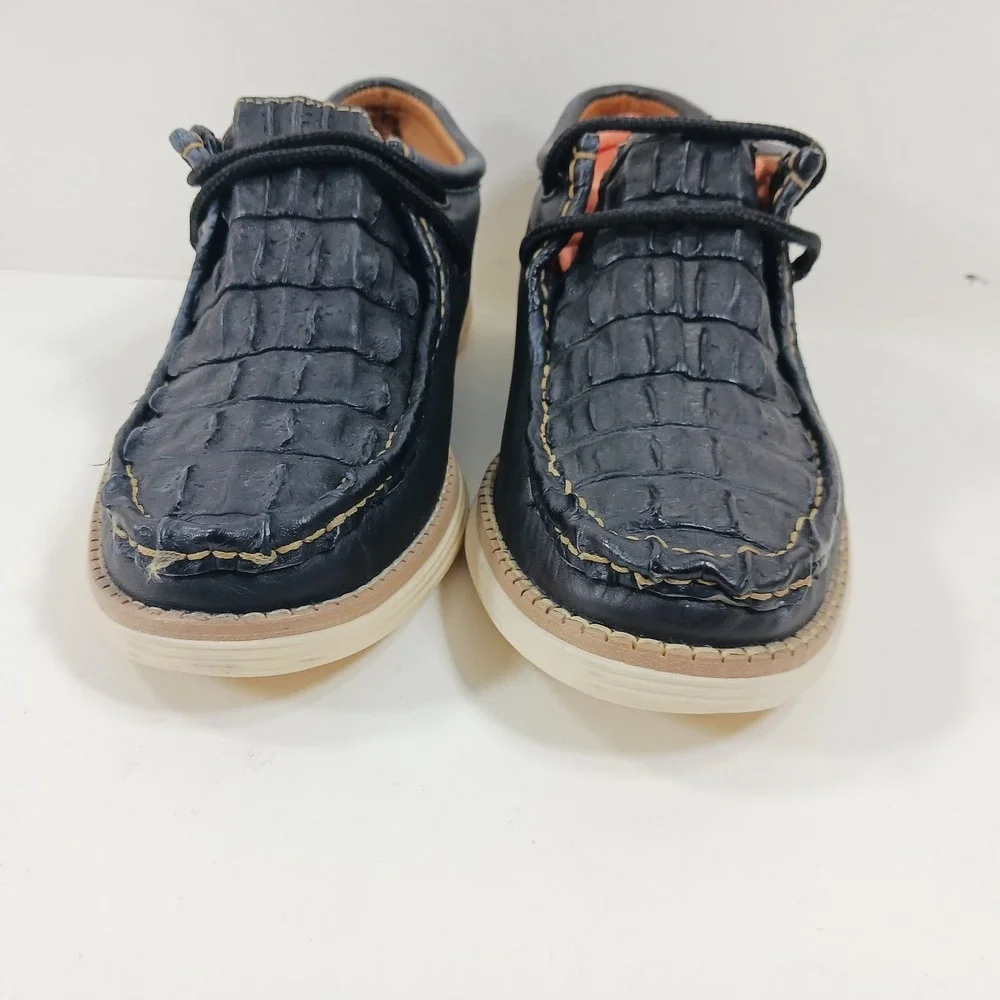 Vaccari Mens Navy Blue Goat Leather Exotic Moc Toe Driving Loafers Size‎ 11
